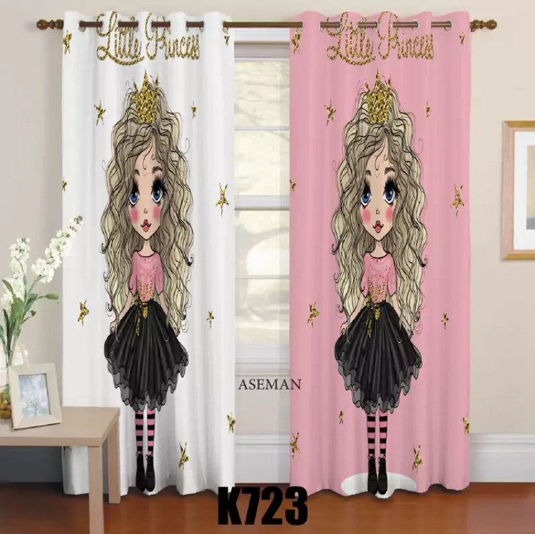 پرده اتاق کودک طرح دختر موفرفری کد k723