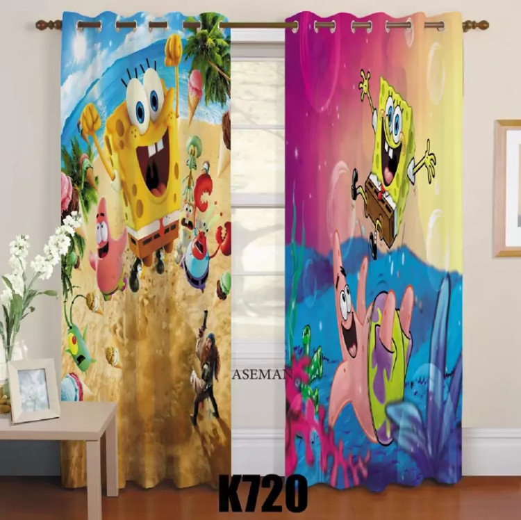 پرده اتاق کودک طرح باب اسفنجی کد k720