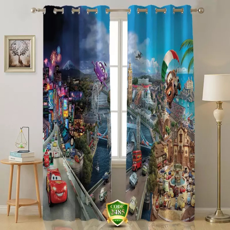 پرده اتاق کودک طرح مک کویین کد 2485