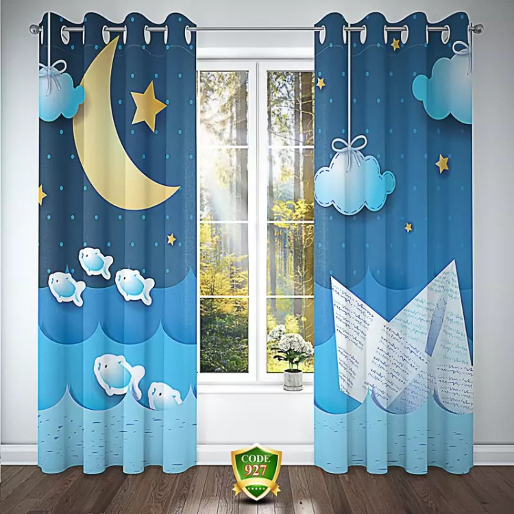 پرده اتاق کودک طرح ماه و ستاره کد 927
