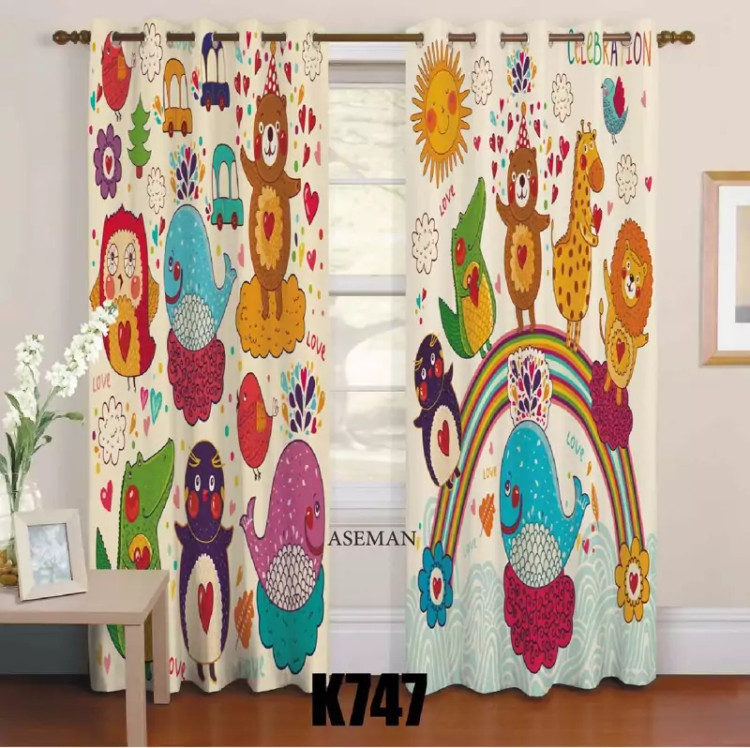پرده اتاق کودک طرح حیوانات k747