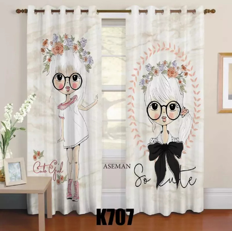 پرده اتاق کودک طرح دختران کیوت کد k707