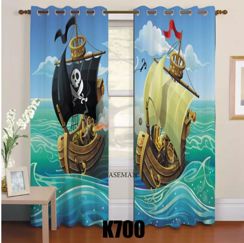 پرده اتاق کودک طرح کشتی دزدان دریایی کد k700