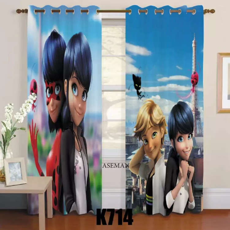 ست اتاق کودک روتختی، پرده و فرشینه طرح دخترانه دختر کفشدوزکی کد k796