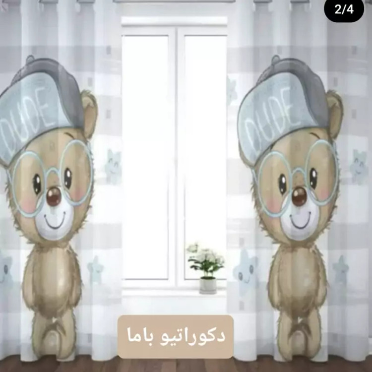 ست اتاق کودک روتختی ، پرده و فرشینه طرح خرس دوده