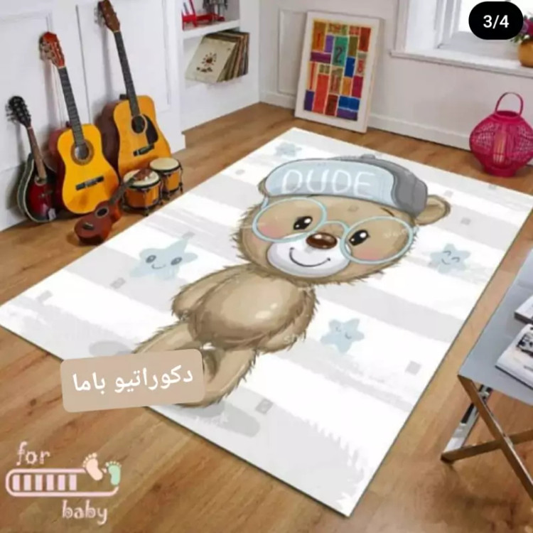 ست اتاق کودک روتختی ، پرده و فرشینه طرح خرس دوده