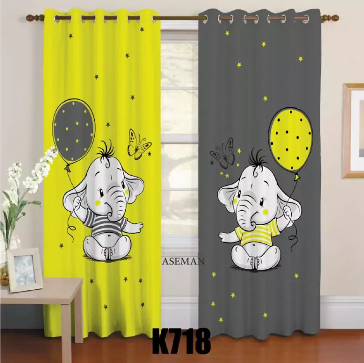ست اتاق کودک روتختی، پرده و فرشینه طرح فیل بادکنکی کد k718