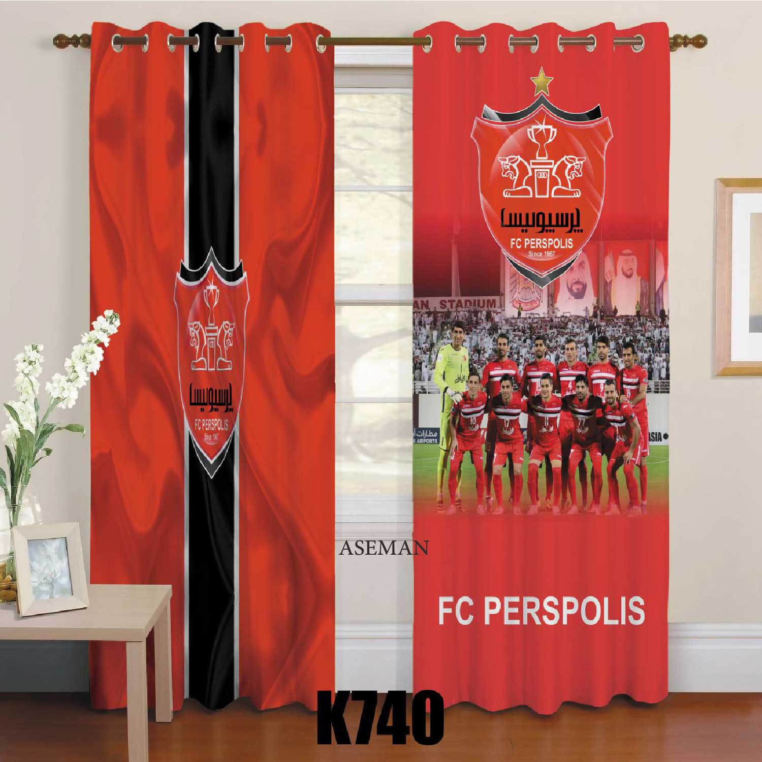 پرده اتاق نوجوان طرح پرسپولیس k740