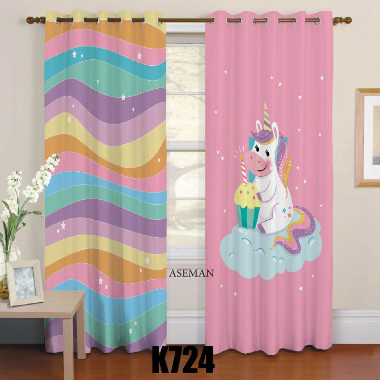 پرده اتاق کودک طرح تکشاخ کد K-724