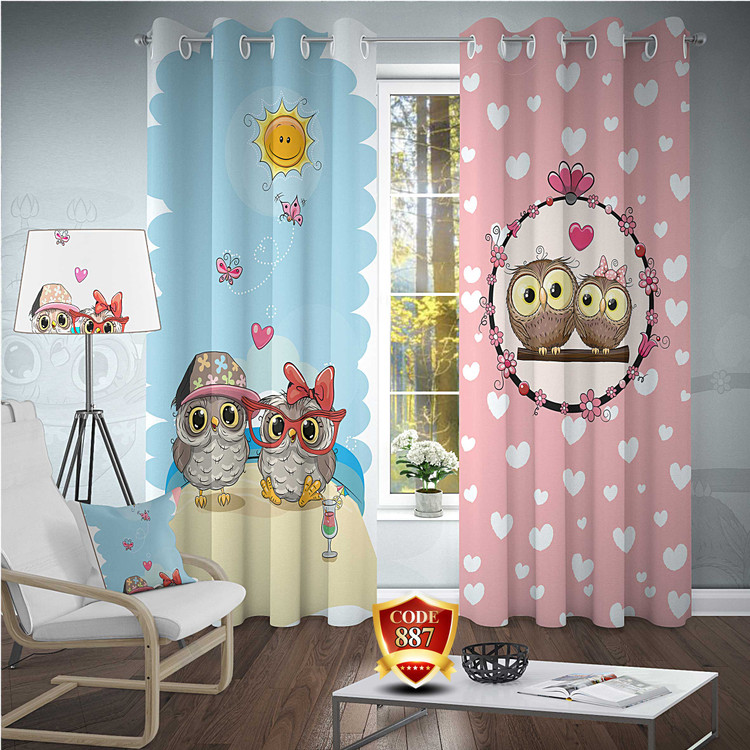 پرده اتاق کودک طرح جغد کد 887